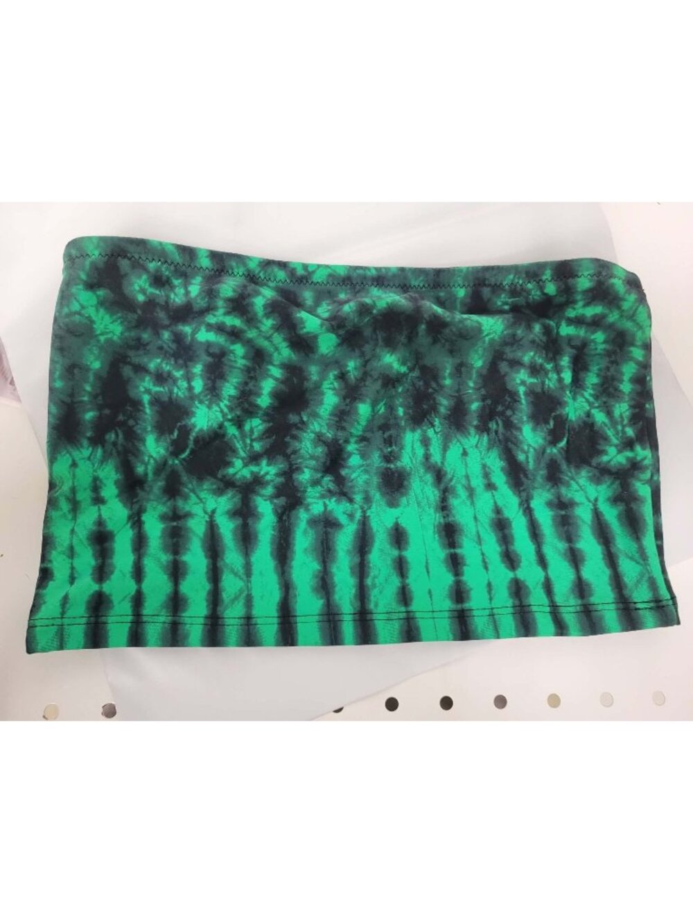 Green & Black Tie-Dye Tube Top - Stretchy & Lightweight Fabric - Unbranded